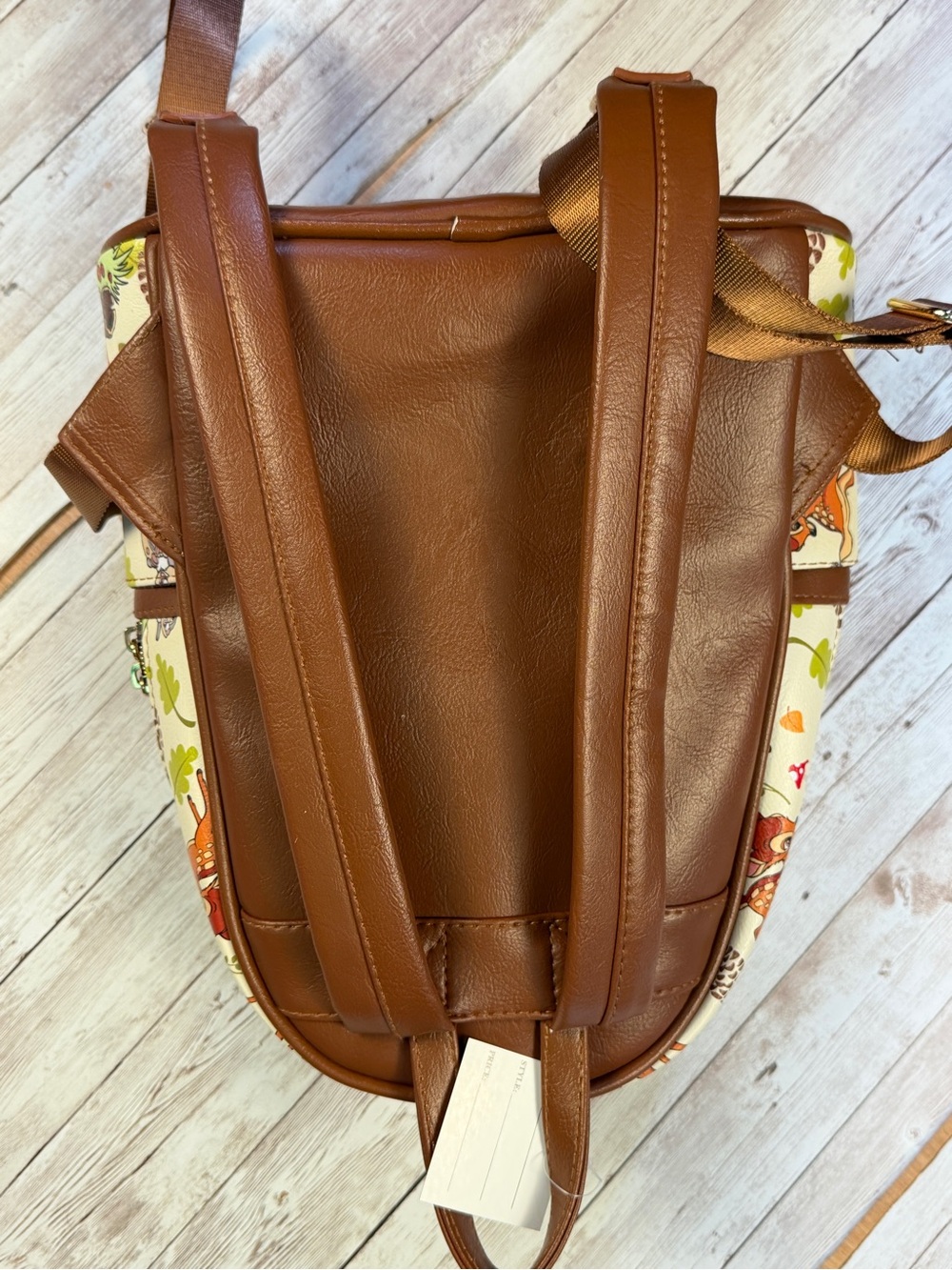Loungefly Cream Bambi & Thumper Print Backpack with Brown Trim - Picture 6 of 8
